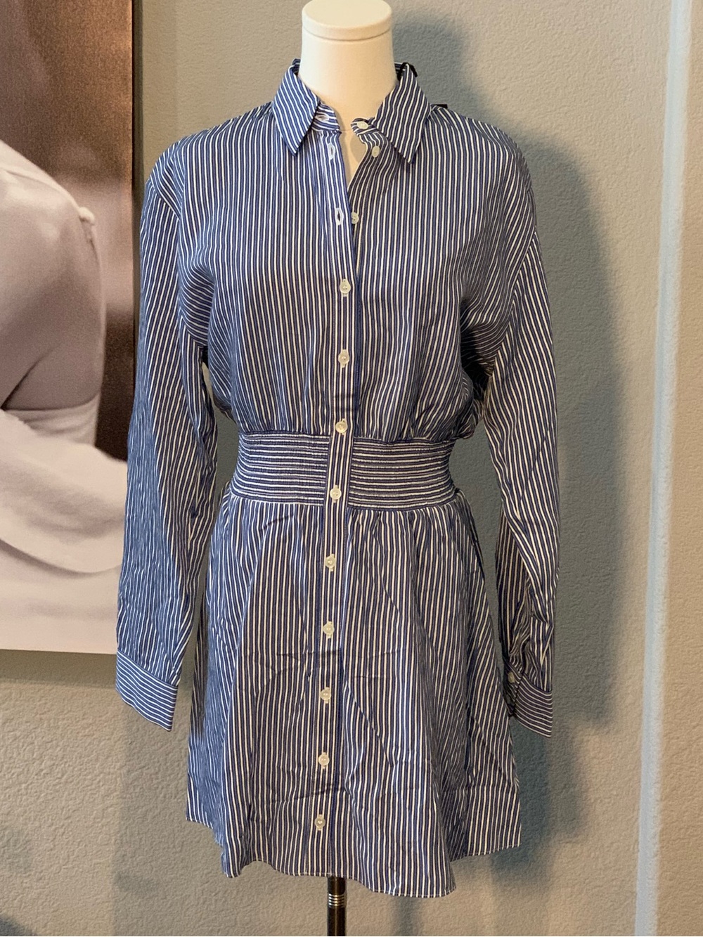 The Kooples Amy Stripes Long Sleeve Dress Blue & White Women Size XS (French 2)